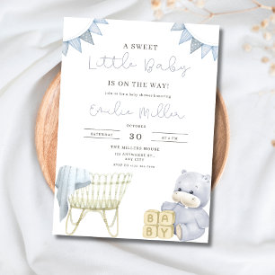Invitation Nursery Bleu pour Bébé Lit de Bébé Shower pour Gar