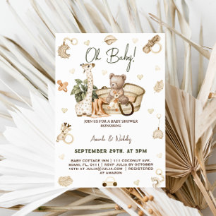 Invitation Nursery Boho Baby shower neutre