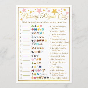 Invitation Nursery Rhyme Baby Emoji Jeu Rose Gold Star