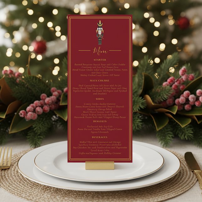 Invitation Nutcracker Christmas Holiday Dinner Red Menu (Créateur téléchargé)