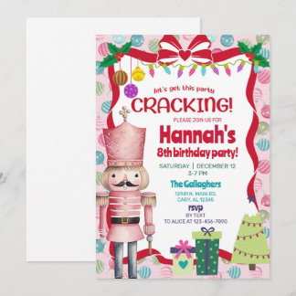 Invitation Nutcracker girl Christmas birthday invite.