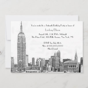 Invitation NYC Skyline 01 Etched Sweet 16 Party