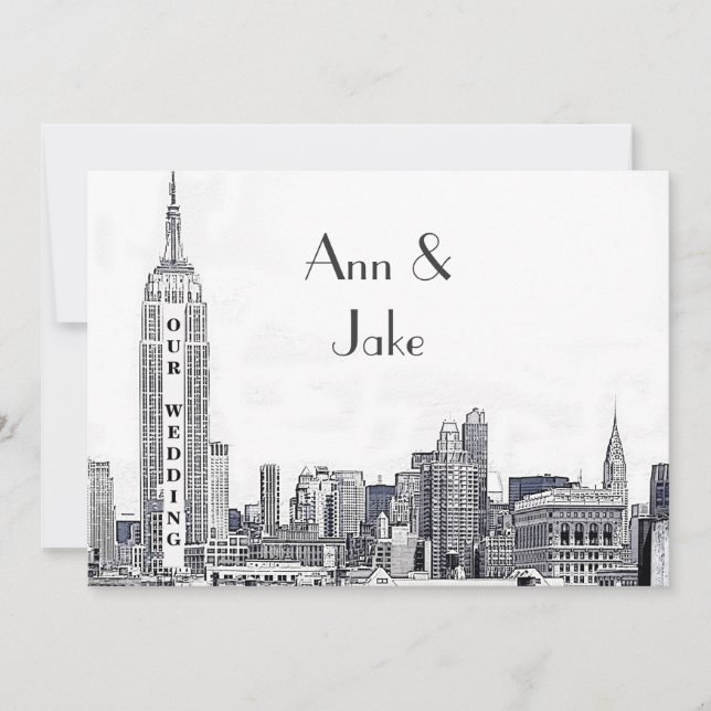 Invitation NYC Skyline 01 Etched Wedding Invite (Devant)