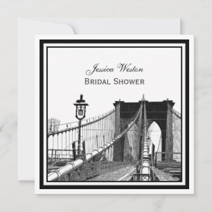 Invitation NYC Skyline Brooklyn Bridge #2 SQ Fête des mariées