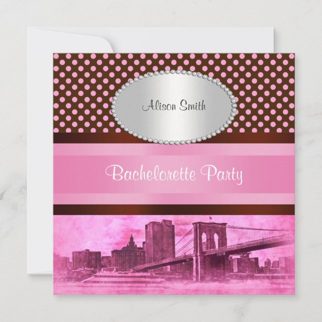 Invitation NYC Skyline Brooklyn Bridge Bateau 3 Bachelorette (Devant)