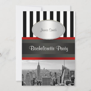 Invitation NYC Skyline BW noir blanc bande 2P Bachelorette