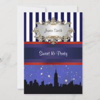NYC Skyline Sil Ciel Bleu2 Bleu & Blanc Strp Douze