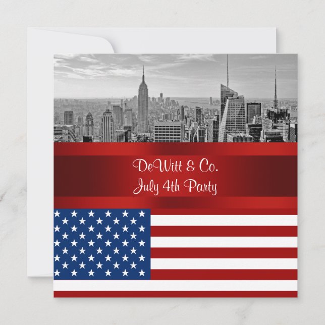 Invitation NYC Skyline USA Drapeau rouge blanc bleu (Devant)