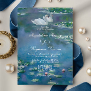 Invitation Nymphéas Inspirées de Monet Art Cygnes Étang Maria