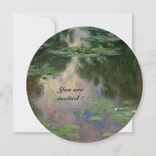 INVITATION NYMPHÉAS REFLETS EN ROSE VERT BLEU