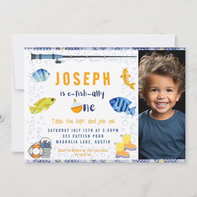 Invitation O Fish Ally One Fishing 1er Anniversaire Photo (Devant)