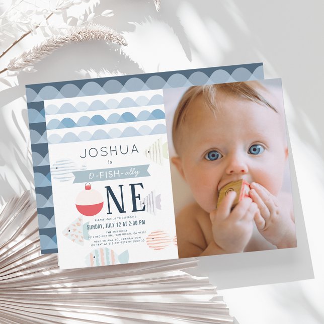 Invitation O-fish-ally One Fishing Boy 1er Birthday Photo (Créateur téléchargé)