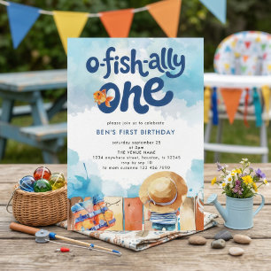 Invitation O-fish-ally Un Garçon Pêcheur 1er Anniversaire
