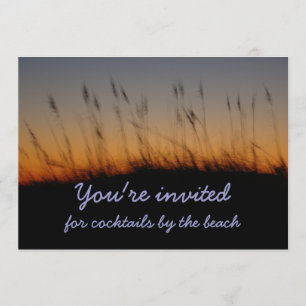 Invitation Oats de mer et dunes au coucher du soleil