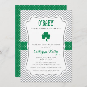 Invitation O'Baby Lucky Charm Shamrock Baby shower