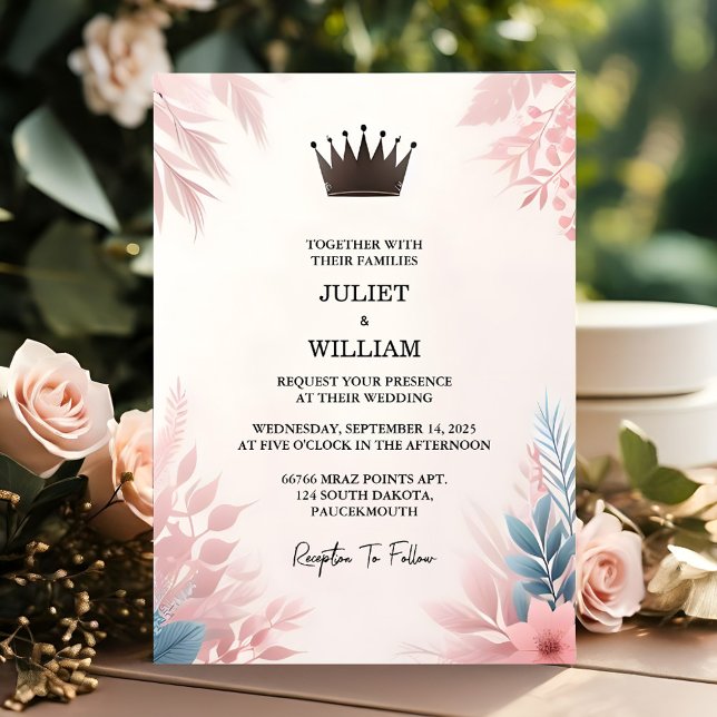 Invitation Obtenez Long Tulle Regal Royal Glam Blush Pink Mar (Créateur téléchargé)