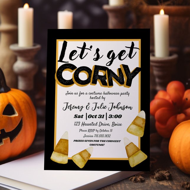 Invitation Obtenir Corny Funny Halloween Costume fête Noir (Créateur téléchargé)