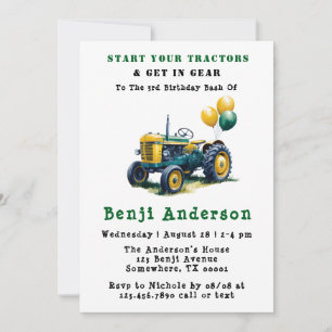 Invitation Obtenir dans le tracteur d'engrenage 3e anniversai