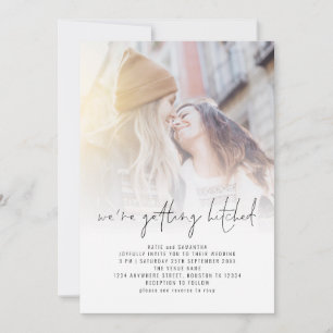 Invitation Obtenir Hitch QR Photo Overlay Mariage lesbien