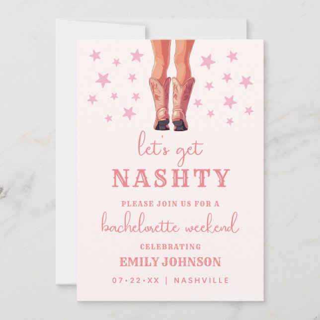 Invitation Obtenons Nashty Bachelorette Week-end Itinéraire (Devant)