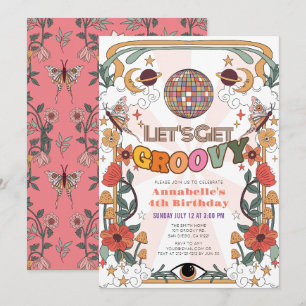Invitation Obtenons Super Psychedelic Retro Girl Anniversaire