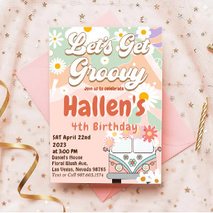 Invitation Obtenons Super Retro Boho Daisy Rainbow Anniversai