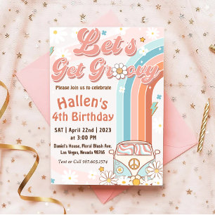Invitation Obtenons Super Retro Boho Daisy Rainbow Anniversai