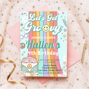 Invitation Obtenons Super Retro Boho Daisy Rainbow Anniversai