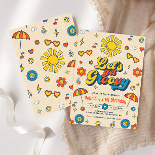 Invitation Obtenons Super Retro Daisy fête d'anniversaire
