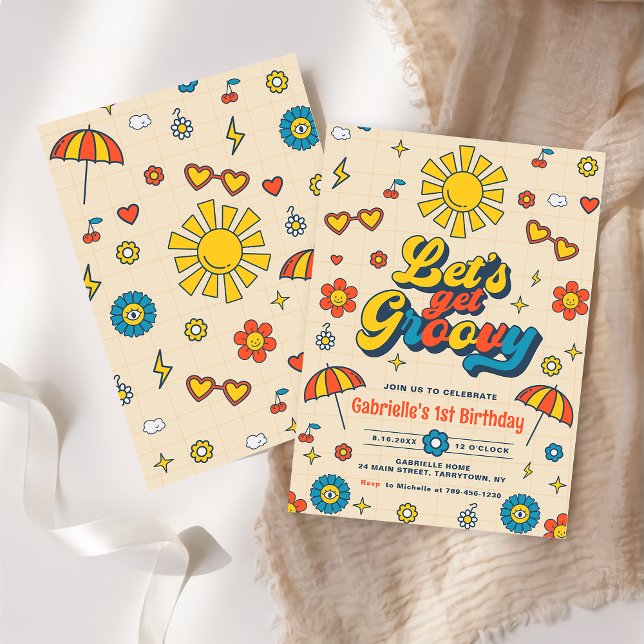 Invitation Obtenons Super Retro Daisy fête d'anniversaire (Créateur téléchargé)