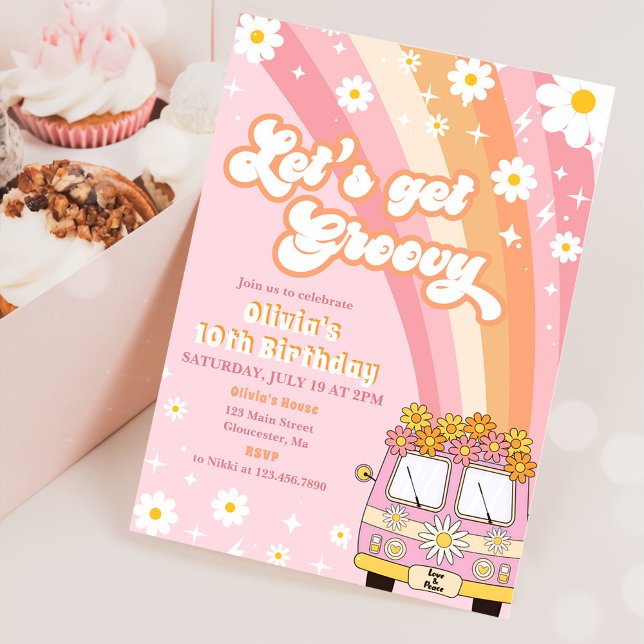 Invitation Obtenons Super Retro Rainbow 10e anniversaire (Créateur téléchargé)