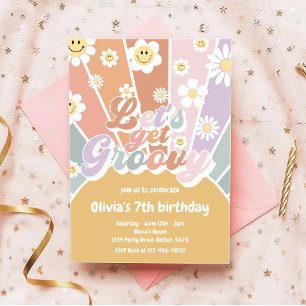 Invitation Obtenons Super Retro Sunshine Daisy Anniversaire