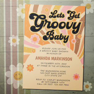 Invitation Obtenons un Baby shower rétro Super