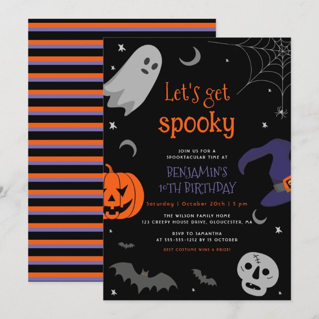 Invitation Obtenons une Halloween Éffrayante n'importe quel â (Devant / Derrière)