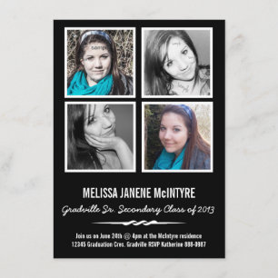 Invitation Obtention du diplôme de carrés de la photo quatre