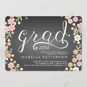 Invitation Obtention du diplôme florale de photo de tableau