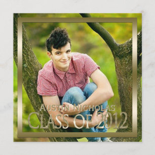 Invitation Obtention du diplôme marron de photo de feuillet