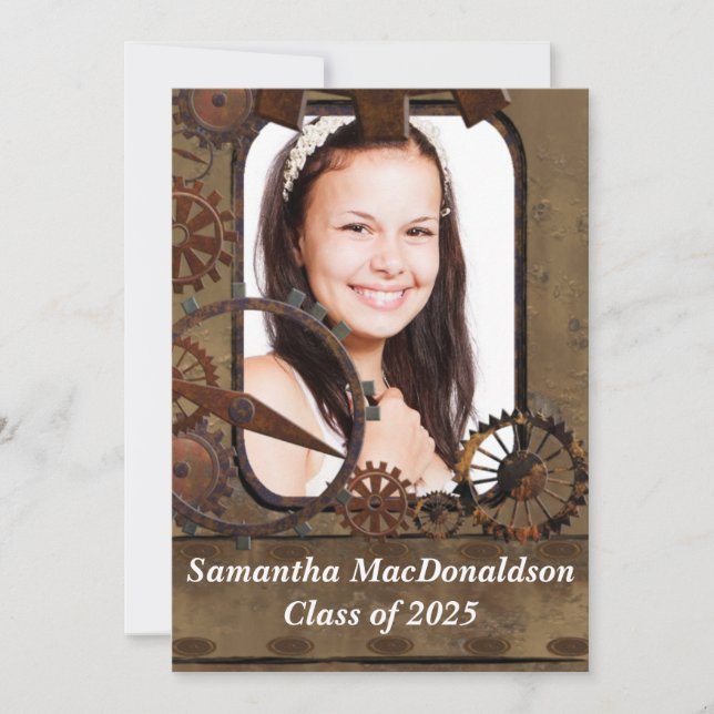 Invitation Obtention du diplôme mécanique de photo de (Devant)