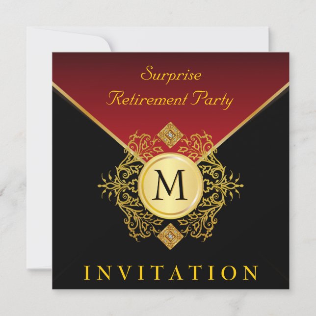 Invitation Occasion spéciale de monogramme rouge noir élégant (Devant)