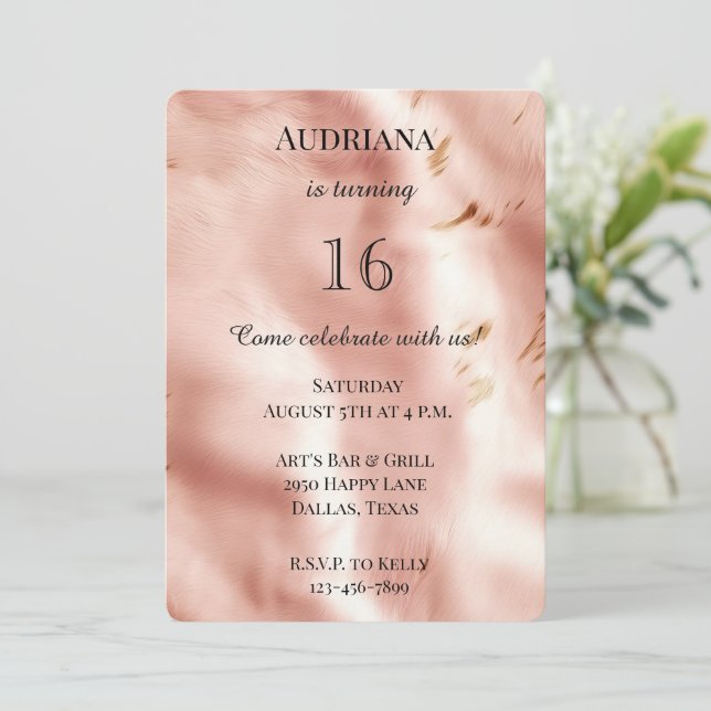 Invitation Occidental Blush rose Faux Cowhide Anniversaire (Debout devant)