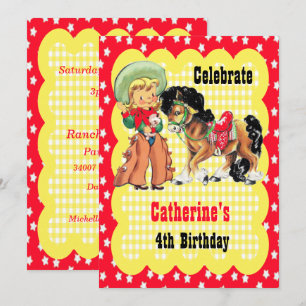 Invitation Occidentale Cowgirl And Horse Birthday 