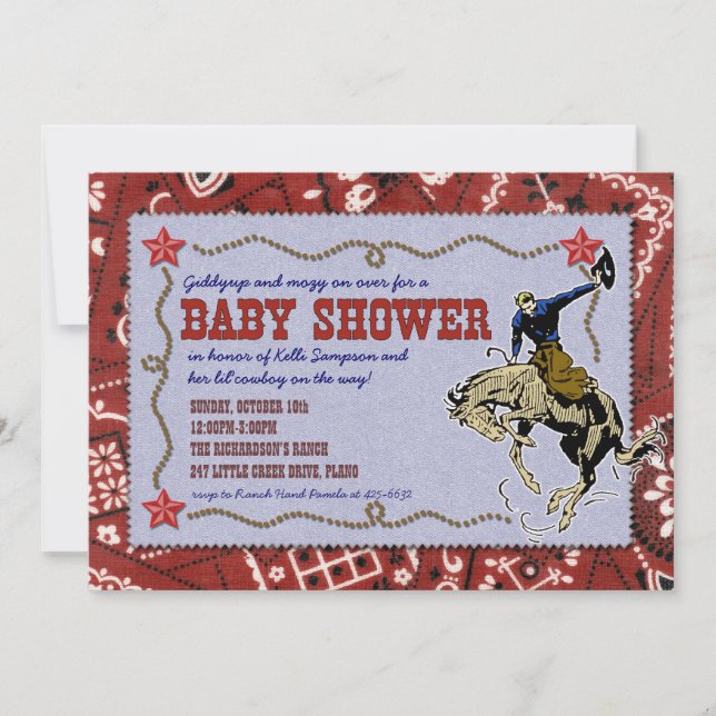 Invitation occidentale de baby shower de cowboy (Devant)