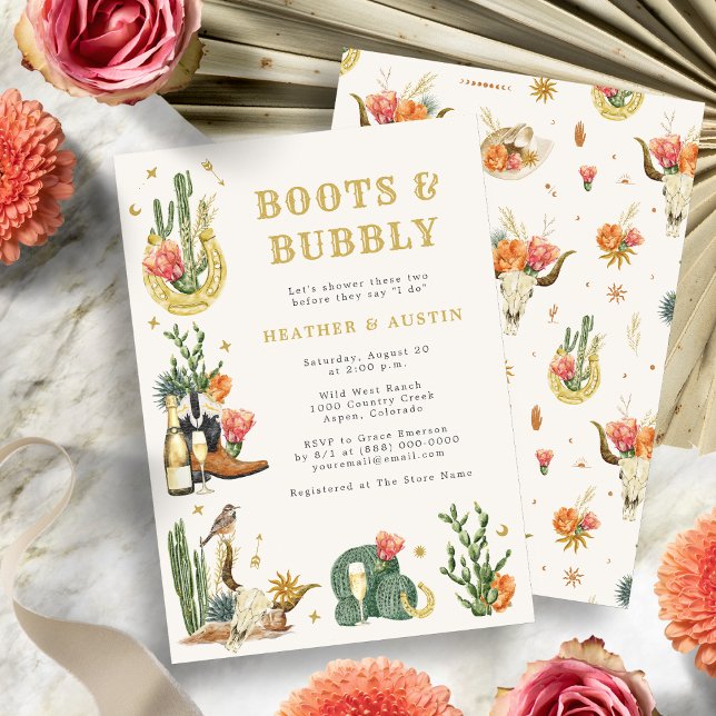 Invitation occidentale de la douche de couple (Boots and Bubbly Wild West Couple's Shower Western Invitation
)