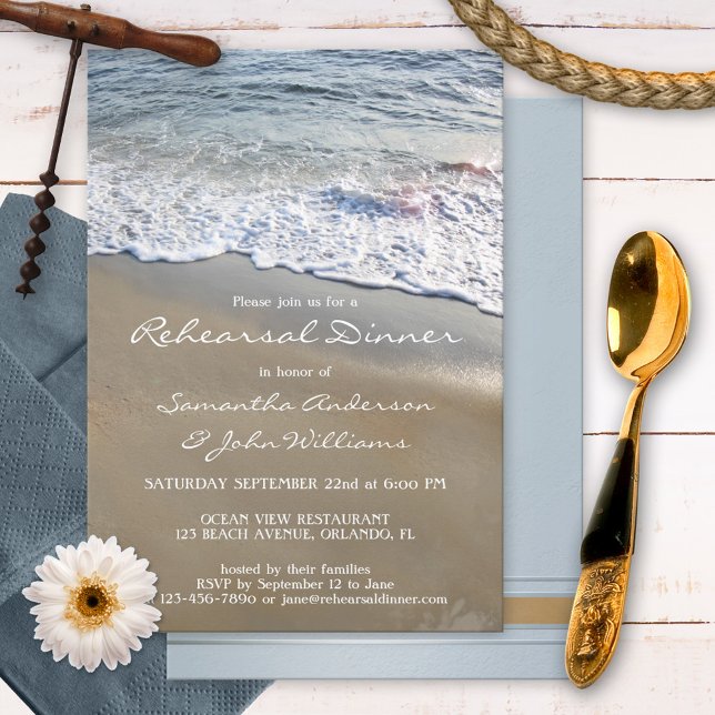 Invitation Ocean Beach Élégant dîner de répétition de mariage (Créateur téléchargé)