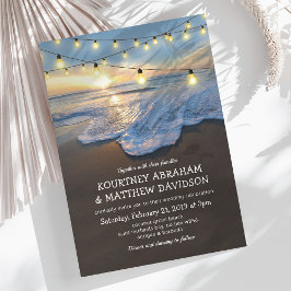 Invitation Ocean Beach Seaside String Lights Mariage