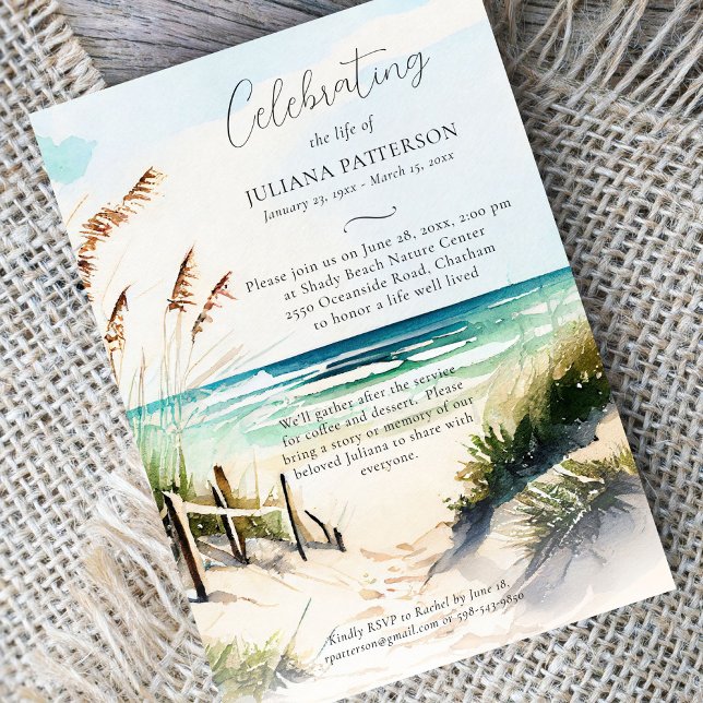 Invitation Ocean Beach Trail Célébration de la vie Photo (Créateur téléchargé)