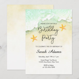 Invitation Océan Beach Tropical Watercolor 5e anniversaire