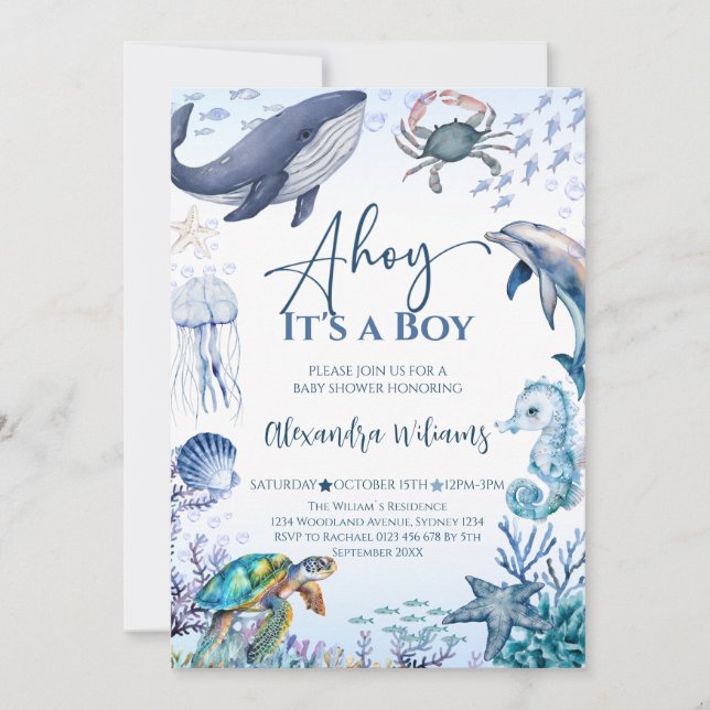 Invitation Ocean Boy Baby shower Party (Devant)