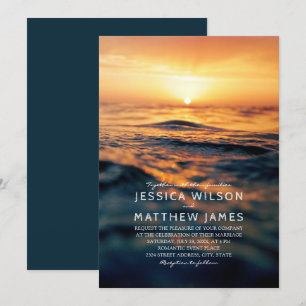 Invitation Océan Nautique Sunset Beach Mariage à thème