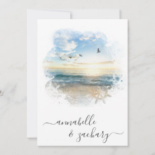 Invitation ** Ocean Sea Helm RSVP - Beach QR AR7 Mariage